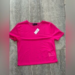 GAP Women's Bright Pink Short Sleeve Crop Top